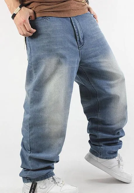 Nova moda 2015 homem solto jeans hiphop skate jeans calças largas calças jeans hip hop calças masculinas jeans 4 estações tamanho grande 30-44