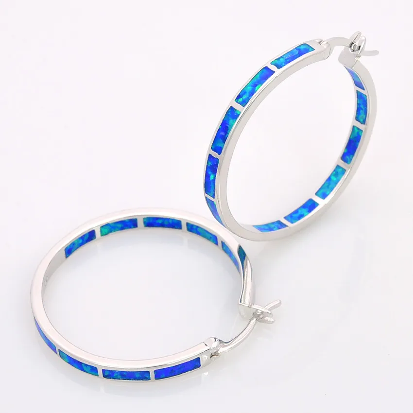 Wholesale & Retail Fashion Blue &White Multicolour Fine Fire Opal Earrings 925 Silver Plated Jewelry EJL1631001