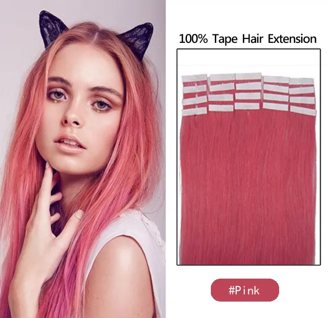 19 Färger Indisk Hår Skin Väft Remy Dubbelsidig Tape In On Human Hair Extensions 20st / 