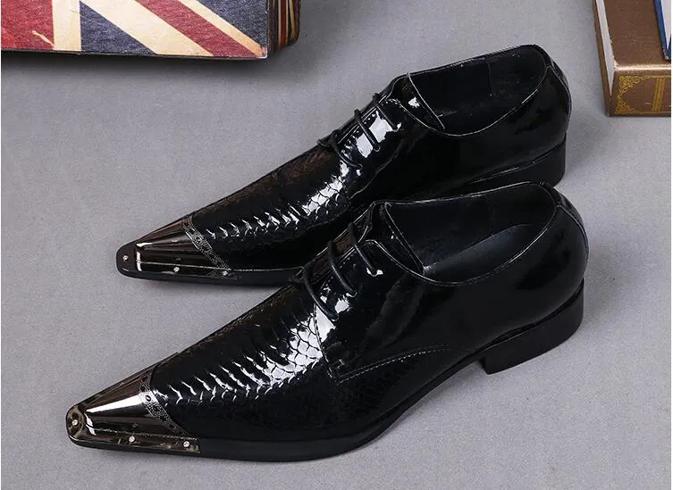Artı boyutu 38-46 Erkek Moda Sivri Burun Düğün Ayakkabı İtalyan Marka Tasarımcısı Snakeskin Elbise Ayakkabı Hakiki Deri Parti Oxfords