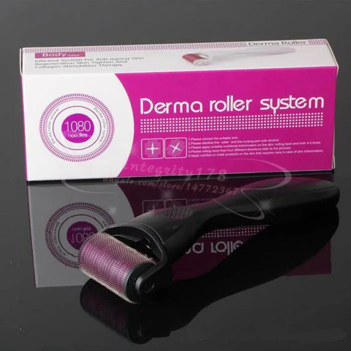 10st / Titanium DRS 1080 Microneedle Derma Roller med utbytbar huvud Mikronedle terapi för celluliter och streckmärken