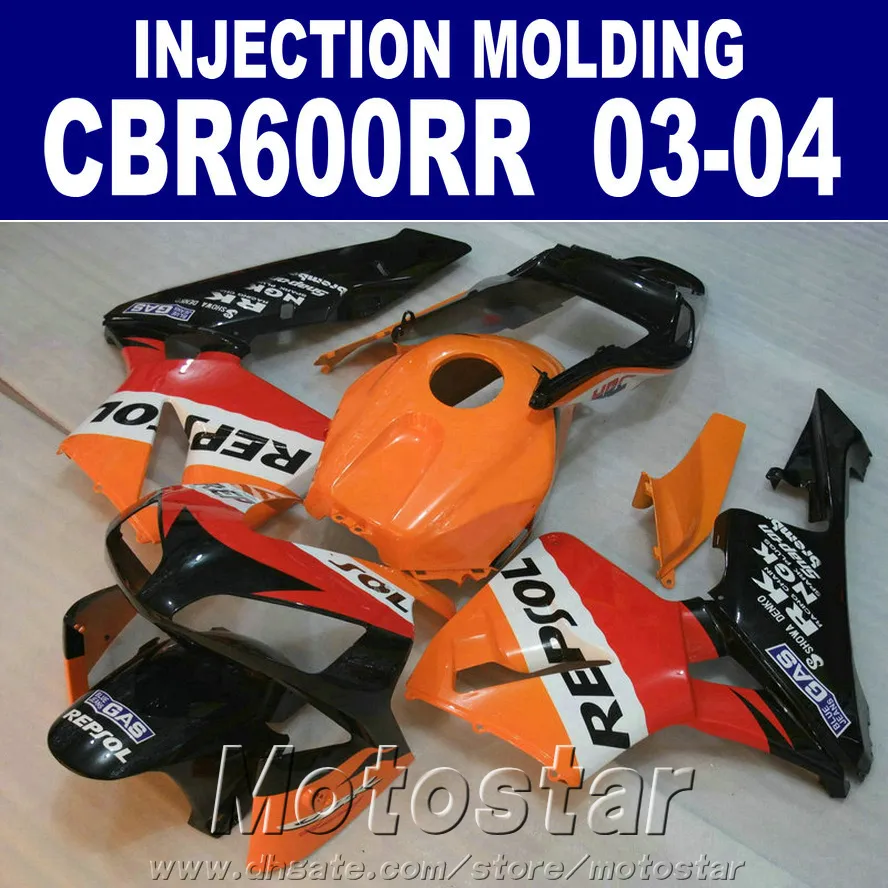 射出成形+ホンダCBR 600RR Fairings 2003 2004オレンジレッド03 04 CBR600RR ABSフェアリングセットLR4T