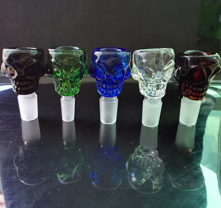 Färgad glasskalle örthållare skål 14.5mm / 19mm led 7 mm tjock för glas vattenrör och bongs perkolatorer askfångare