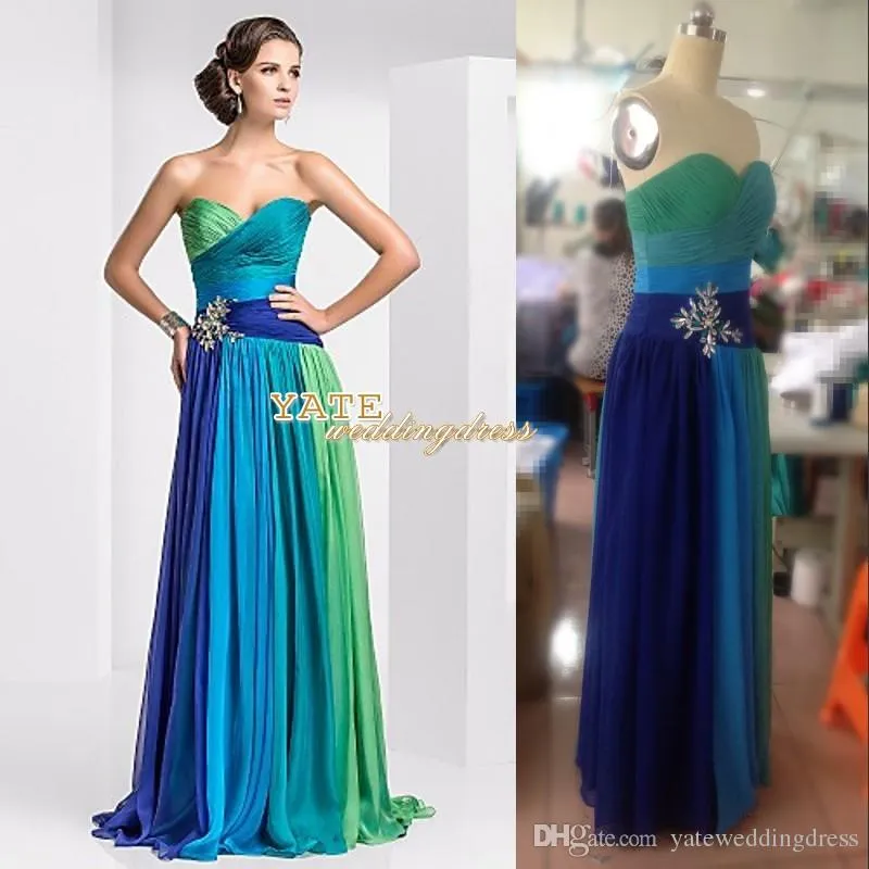 Cheap Prom Dresses Strapless Empire Chiffon Ruffles Multi Color Lace Up ...