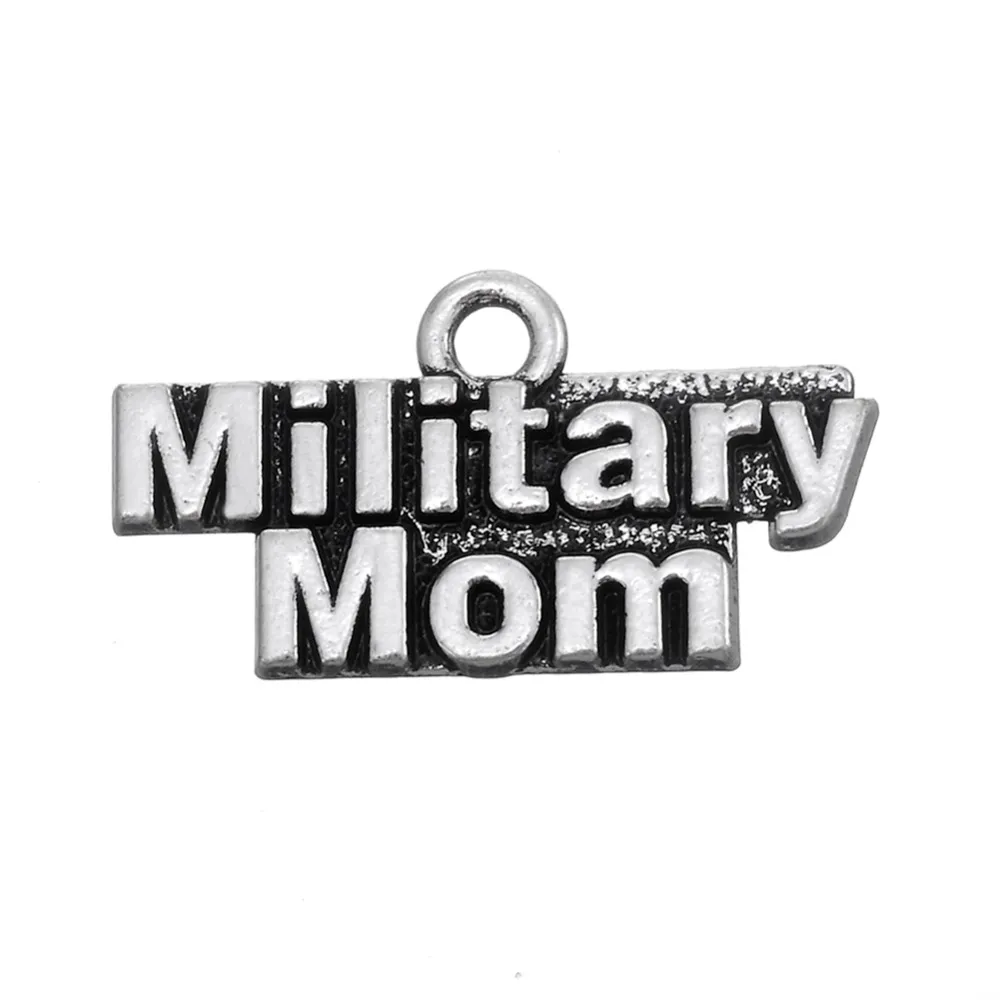 Envío gratis Nueva Moda Fácil de diy 20 Unids Metal Alphabet Militar Mamá Encantos Joyería Para Las Mujeres joyería que hace ajuste para el collar o pulsera