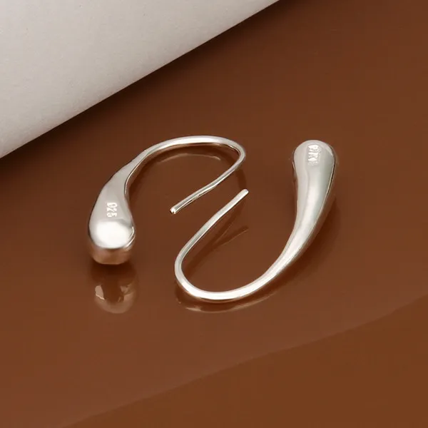 Tout nouveau crochet d'oreille gouttelettes d'eau plaqué argent sterling DFMSE004, boucles d'oreilles lustre pendantes en argent 925 pour femmes es par 