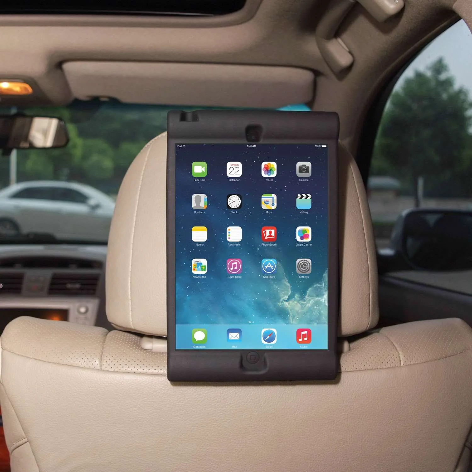 TFY Lightweight Shockproof Car Tablet Holder Between Headrests For IPad