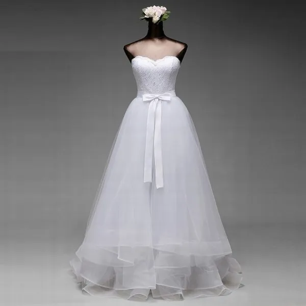 Wunderschönes Zwei-in-Eins-Hochzeitskleid mit abnehmbarem Rock, kurze Mini-Spitzenkleider, langer Tüll-Überrock, günstige, hochwertige Brautkleider