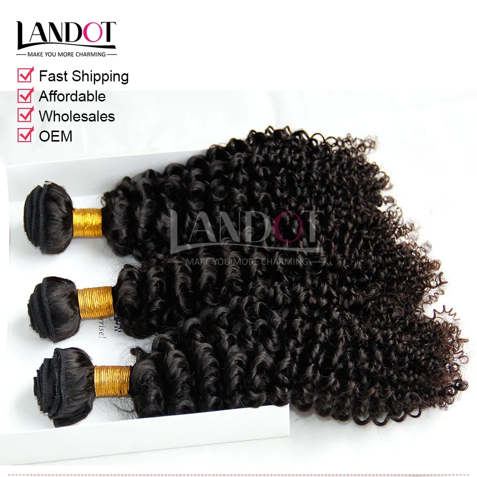 Indian Curly Hair Ocessed Indian Kinky Curly Human Hair Weave Bundlar 8A Grade Indiska Jerry Curls Hårförlängningar Naturlig Svart