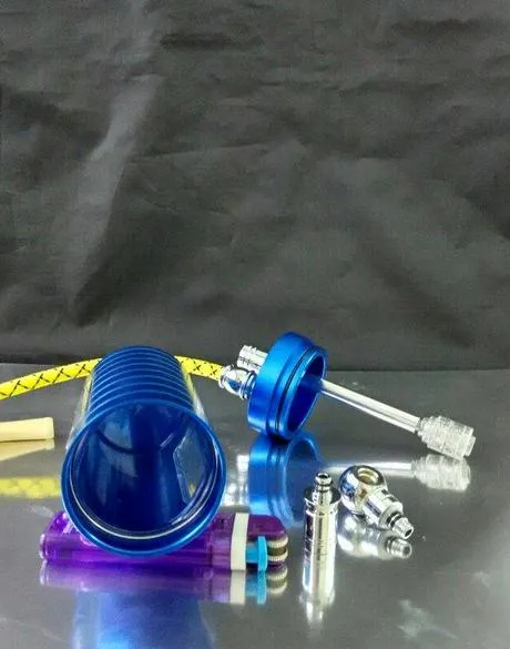 Hookah Wholesale送料無料 - 金属缶の展望Hookah / Bong、タバコタバコ2対使用、ガラスポット、カラーランダムリフィブ