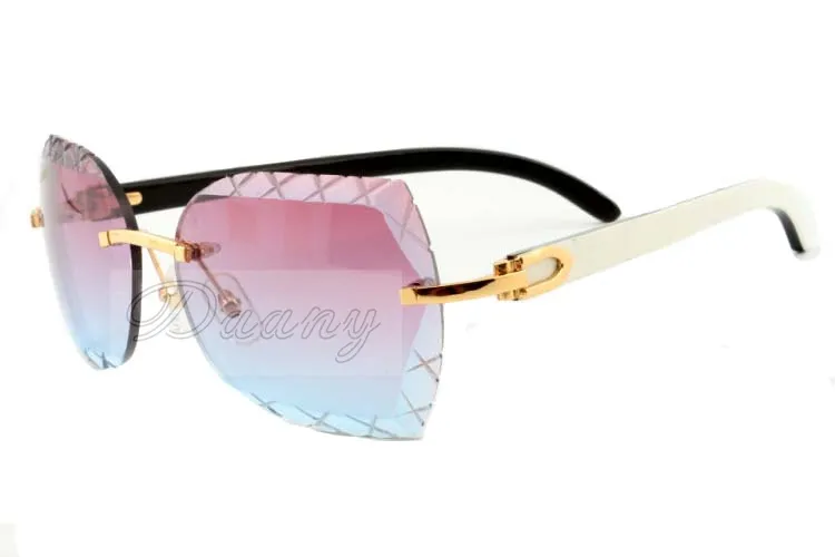 Tomada de fábrica cor gravura lente, alta qualidade esculpida óculos de sol 8300593ure naturais preto e branco chifre óculos de sol, tamanho: 60-18-140mm