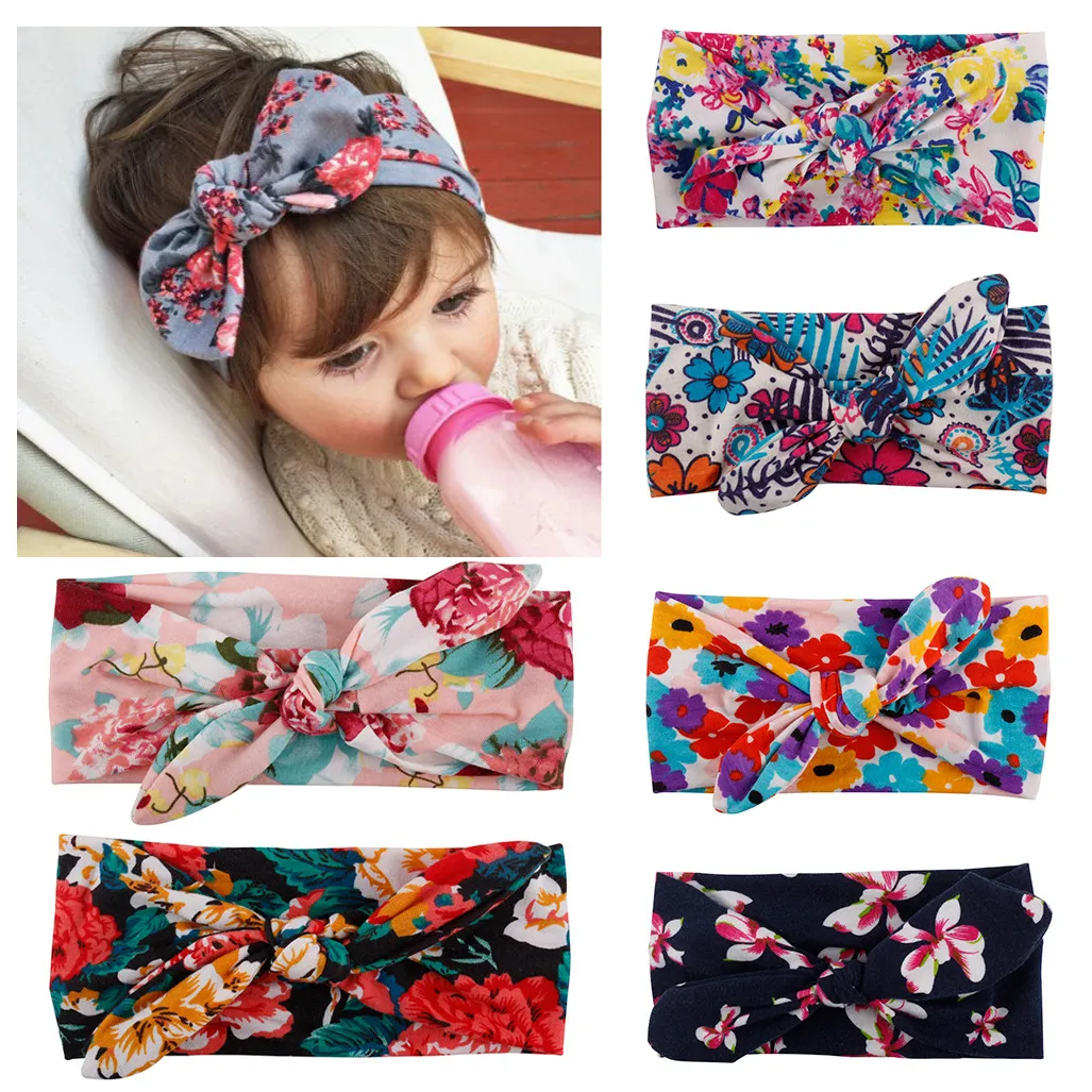 Fascia della Boemia Cotone Ragazza Baby Bowknot Fiore Turbante Twist Head Wrap Nodo attorcigliato Fascia per capelli morbida Fasce per bambini Bandane