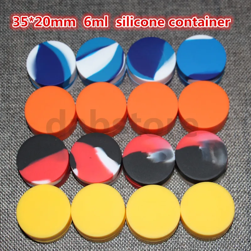 Récipient en silicone de cire 100% de qualité alimentaire Conteneurs antiadhésifs en silicone 3 ml 5 ml 6 ml 7 ml Étuis en silicone dans des cigarettes électroniques à base de plantes sèches