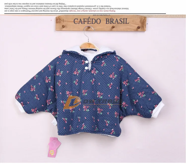 4 färger spädbarn med dubbelsidiga kepsar barn barn hoodies outwear med prickar blomma baby toddler reversibel poncho cape j102703 #