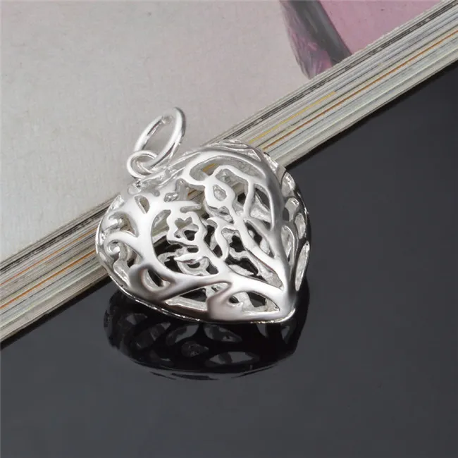 Preço de fábrica 925 Sterling silver oco coração pingente de colar de moda jóias presente do Dia Dos Namorados para meninas frete grátis