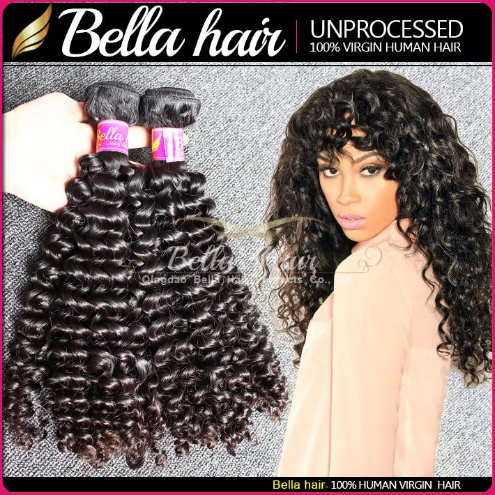 10-24inch Hair Weave Unprocessed Curly Hair Weft Natural Color Malaysian Human Hair Extensions Bella Hair