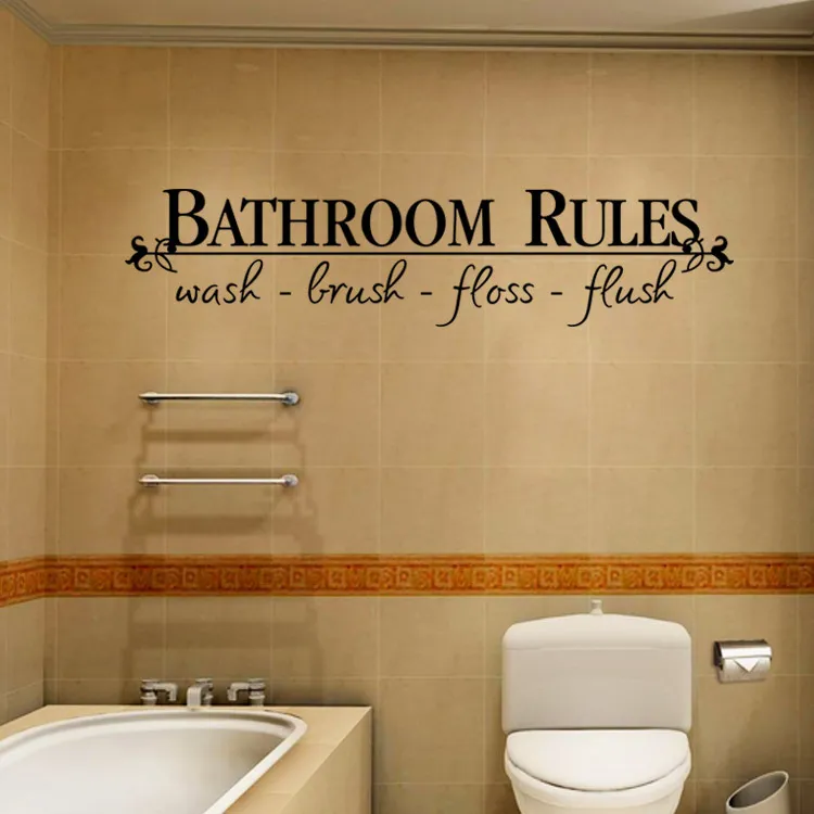 Bathroom Rules Waterproof Vinyl Wall Decal Sticker 22.8 x 5.1 in Black ...