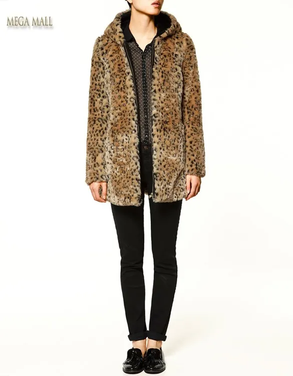 All'ingrosso-Plus Size Cappotto invernale da donna Cappotto caldo con cappuccio in pelliccia sintetica con stampa leopardata Soprabito femminile Giacca invernale a vita alta Capispalla L XL ZDD