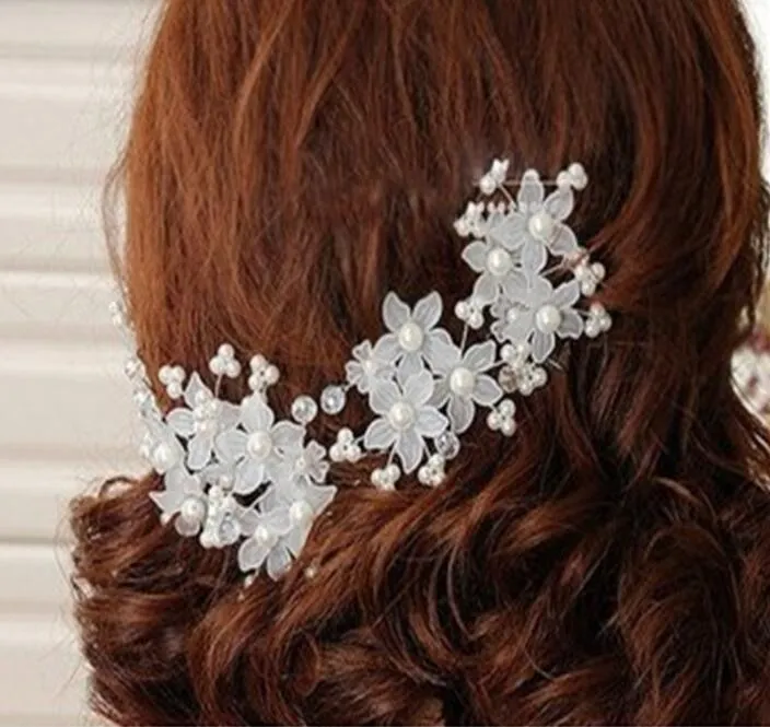 Crystal Tiaras Haaraccessoires Beaded Blossom Hair Headpiece Beaded Wedding Headpiece Bruid Haaraccessoires Headpieces HT03