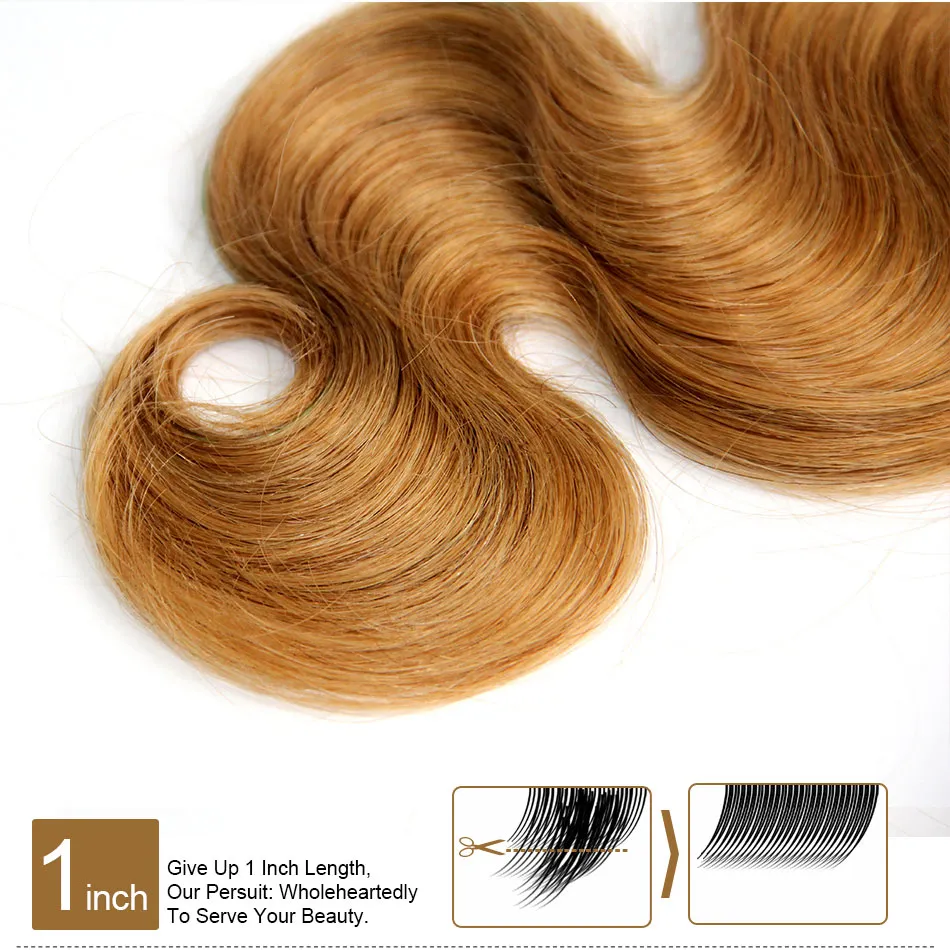 Honey Blonde Russian Body Wave Tessuto dei capelli vergini Colore sexy 27 # Capelli umani russi Corpo ondulato 3/4 Fasci Estensioni dei capelli della ragazza di Cenerentola