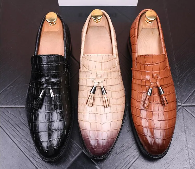 Italian Men Crocodile Skin Genuine Leather Driving Shoes Classics Europe Style Good Quality US Soft Comfortable Loafers M99