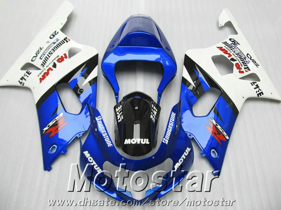 Personaliseer Verkortingen Set voor Suzuki GSXR600 GSXR750 2001-2003 K1 White Black Blue High Quality Fairing Kit GSXR 600 750 01 02 03 EF13