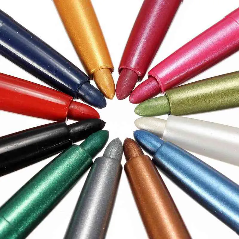 Wholesale-Pro Fashion 12 Colors Eyebrow Glitter Shadow EyeLiner Pencil Pen Makeup Makeup Set Kit Tools
