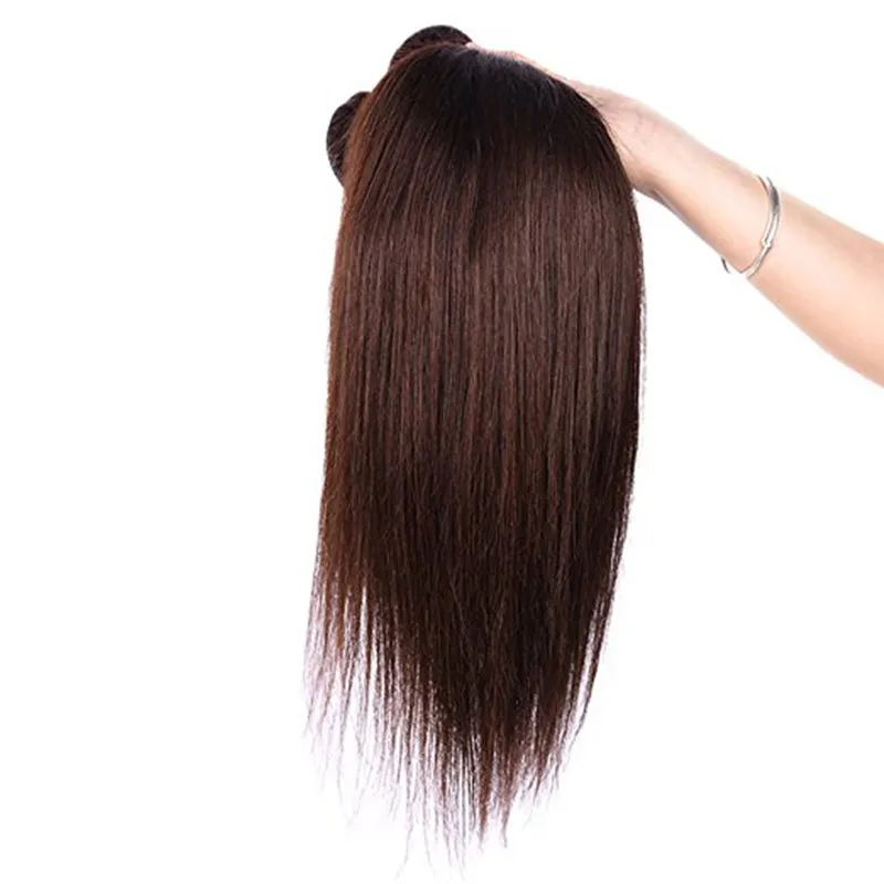 Elibess Hair - Virgin Medium Auburn Rak mänskligt hår Vävar 3 buntar 100g bit ren färg 2 #