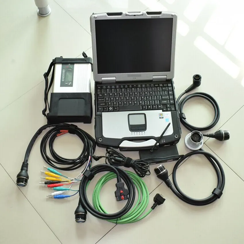 MB Star SD Connect Compact c5 scan tool ssd com Laptop CF30 Toughbook scanner de diagnóstico para carros caminhões 12v 24v