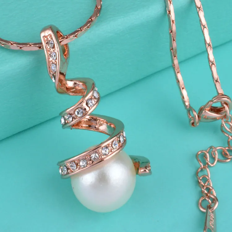 Promotion Sale 925 silver&gold&18k rose gold Pearl necklace Christmas fashion 925 Silver necklace jewelry 1389
