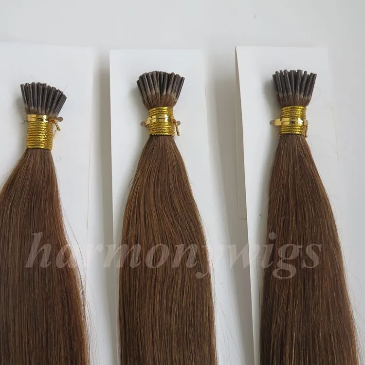 Pre bonded Brazilian I tip Human Hair extensions 50g 50Strands 18 20 22 24inch #6/Medium Brown Indian Hair products