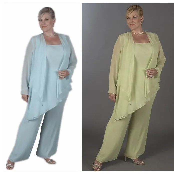 Chiffon plus size moeder van de bruid broek pakken met jas vestidos para madre de la novia largos vrouwen formele avond broek pakken