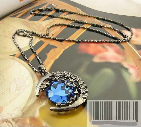Vampire Diaries Gemstone Necklace Curved Moon Sweater Meniscus Star Chain Brand New Good Quality 