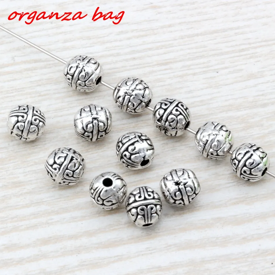 MIC Antique liga de prata requintado Spacer Beads 7.5x8mm se encaixa Estilo Europeu Charme Pulseira Colar D31