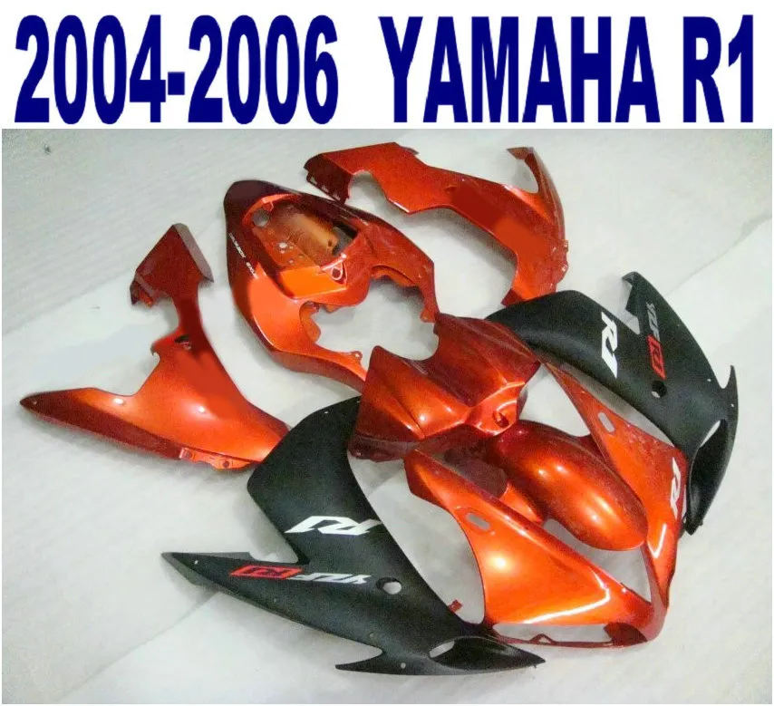 100% spuitgieten gratis aanpassen carrosserie voor YAMAHA stroomlijnkappen YZF-R1 04 05 06 mat zwart koperen kuip kit yzf r1 2004-2006 VL71