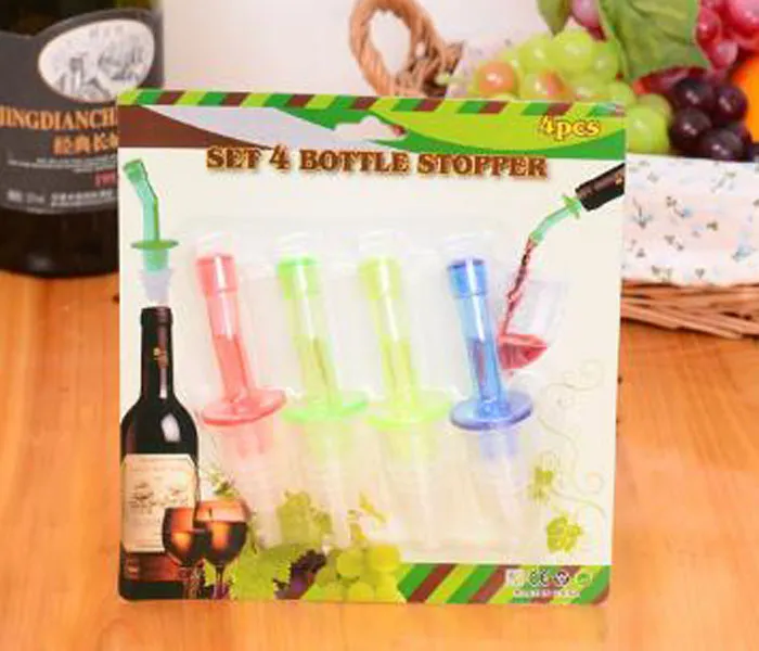 Holiday Sale 4XDispenser Liquor Bottle Pourer Wine Oil Flow Olive Pour Spout Stopper Set With Low Price