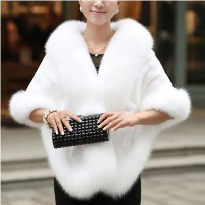 Kış Düğün Pelerin Gelin Sahte Kürk Sıcak Şallar Dış Giyim Kore tarzı Kadın Ceket Balo Partisi PDK0671111673