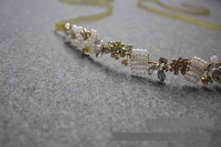 Pärlor pärlor brudhuvudstycke pannband kristaller tiaras ny ankomst glittrande brud tiara hår krona strass bröllop accessor6119272