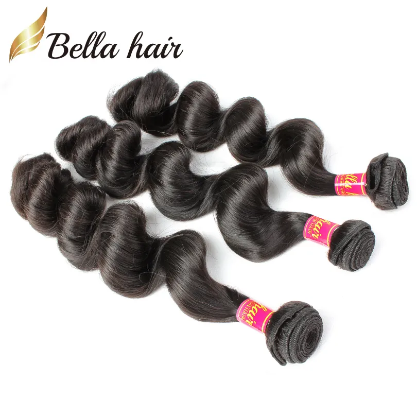 10 28 cheveux indiens tisse / extensions de cheveux humains vierges lâche vague couleur naturelle bellahair double trame