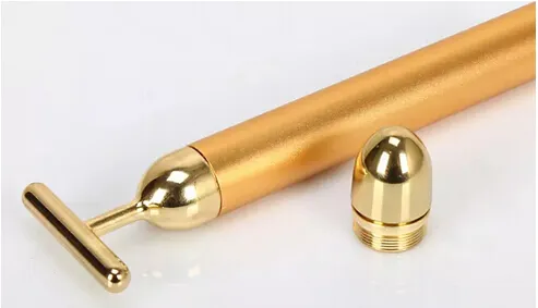 24K Beauty Bar Golden Derma Roller Energy Face Massager Beauty Care Vibração Massagem Facial Electric do Japão6602799