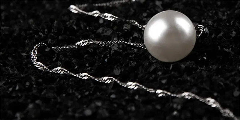 Yhamni Mode Original 925 Sterling Silver Pearl Pendant Halsband för Kvinnor Silver Kedjor Uttalande Halsband Smycken Partihandel BKN012