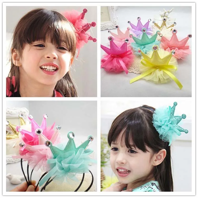 Girl Hair Clips Childrens Accessories Kid Princess Flower Bows Korean Crown Barrettes Baby Girls Hairbows C11099