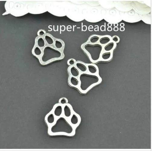 Gratis fartyg 200PCS Antik Silver Charms Paw Print Charms Pendants för DIY Smycken Resultat 13x11mm