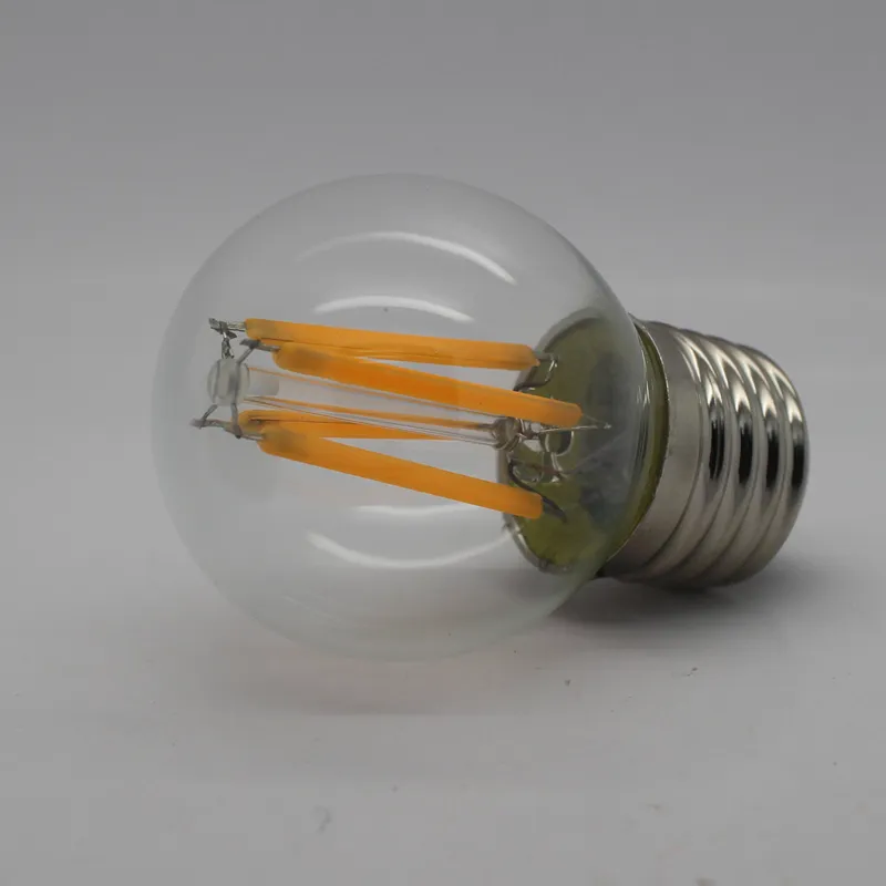 2w 4w 6w 8w lampadina a filamento led dimmerabile G45 C35 A60 vetro trasparente e27 b22 e14 lampada a led a 360 gradi interni