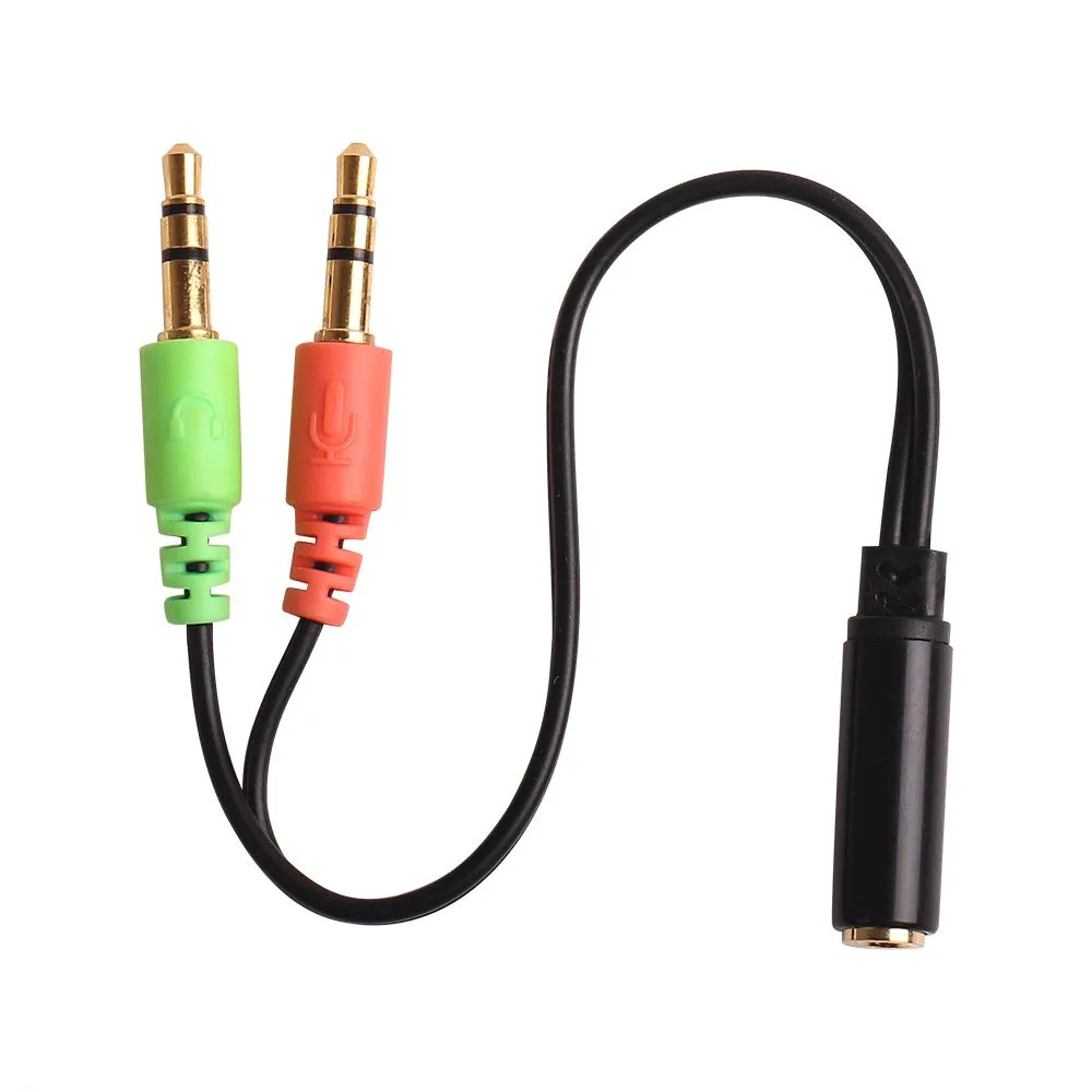 Nieuwe Hot Koop 3.5mm Vrouw tot 2 Mannelijke Jack Plug Hoofdtelefoon Mic Audio Y Splitter Kabel Stereo Audio Kabel Gratis verzending 100pcs / lot