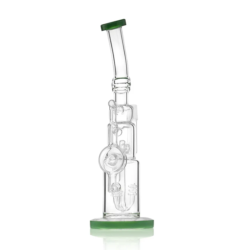 Fabrikspris 18mm Kvinna Joint 12.6 inches Oljeplattform Bong Glas Vattenrör med Recycler Percolator för rökfri frakt