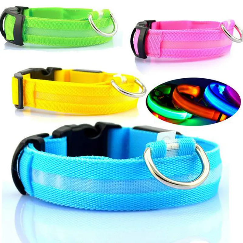 Nylon LED Dog Collar Light Night Safety LED Flashing Glow Pet Supplies Pet Cat Collars Dog Accessories For Small Dogs Collar LED