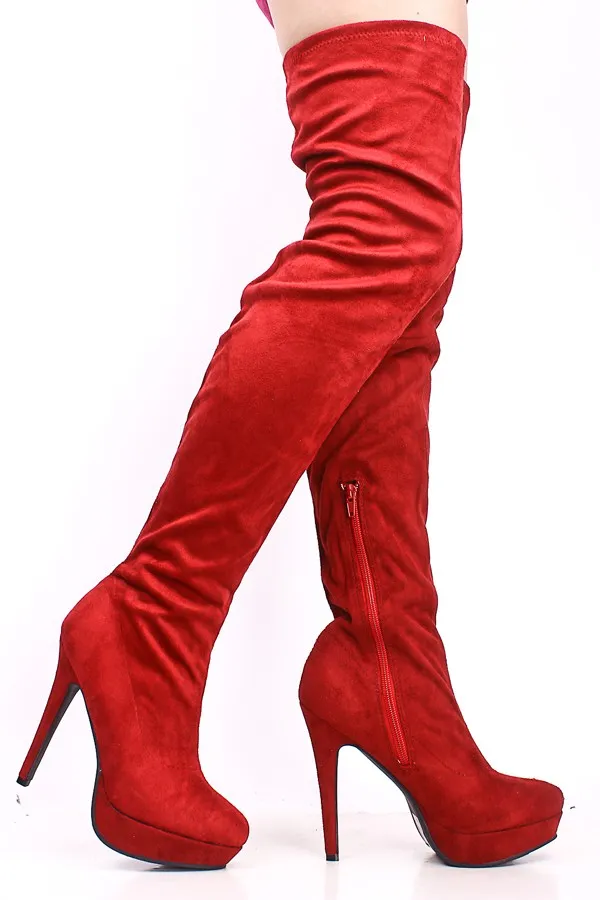 الأرجواني الفخذ عالية الكعب التمهيد للنساء أحذية سيدة الجلد المدبوغ التمهيد عالية الكعب اليدوية مثير فوق الركبة أحذية جلدية أحذية النساء جديد وصول 2015