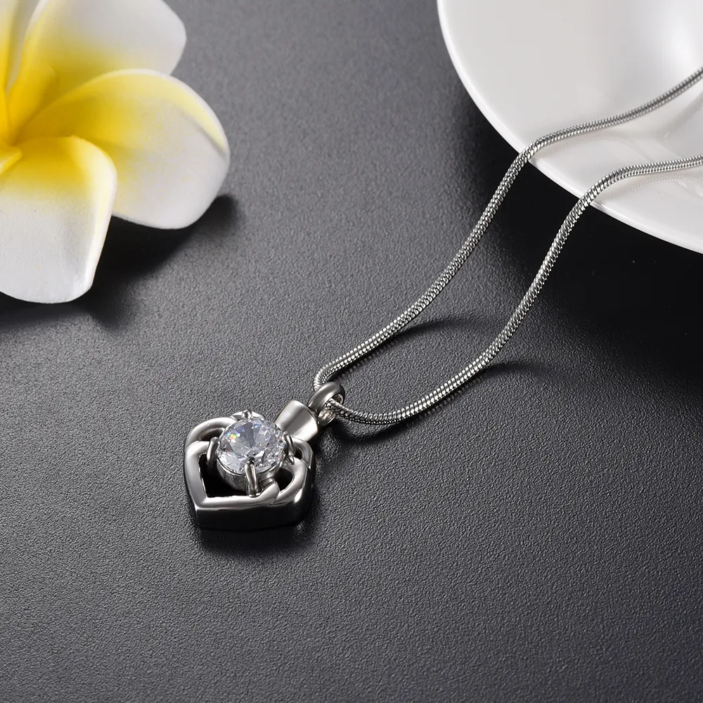 ijd9937 Personalized Hold Crystal Memorial Jewelry Hollow Heart Urn Cremation Urn Pendant Necklace For Pet/Human Ashes Memorial Jewelry