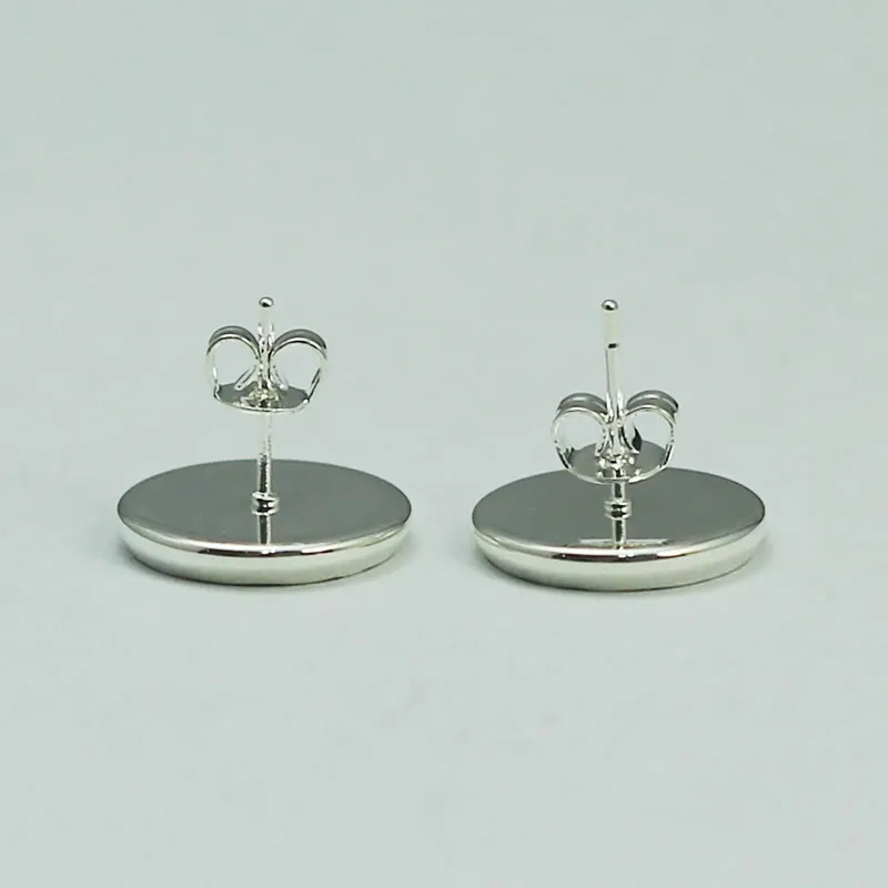 Base orecchie di percote talloni in arrotetto in argento a bottone rotondo orecchini in bianco e orecchini a orecchie da 12 mm cabochons o ID resina 8264732675